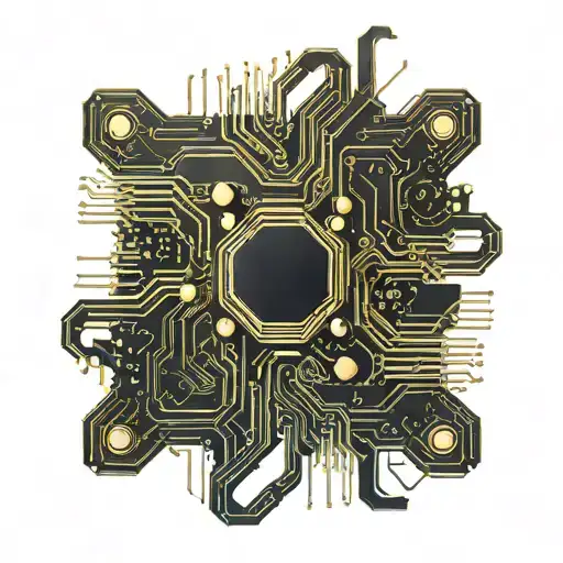Black and metal gold parts motherboard  ATX cpu ram 12 pin power connector golden paths tattoo design idea