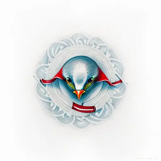 seagull with red hat and jiu Jitsu belts tattoo design idea