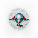 seagull with red hat and jiu Jitsu belts tattoo design idea