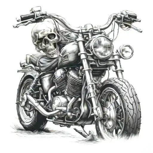 skull motorcycle scary  tattoo design idea