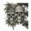 skull trees tattoo design idea