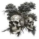 skull trees tattoo design idea