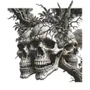 skull trees tattoo design idea