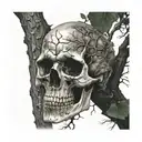 skull trees tattoo design idea