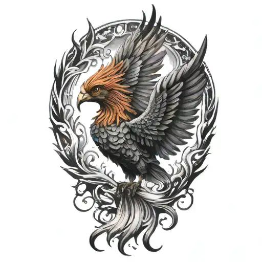 phoenix rising from the ashes tattoo design idea