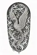 Phoenix rising from flames left arm sleeve tattoo design idea
