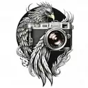 phoenix rising from a camera  tattoo design idea