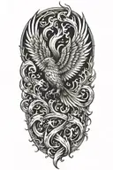 Phoenix rising from flames tattoo design idea