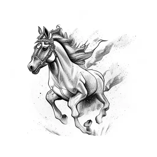 Horse running with eagle  tattoo design idea