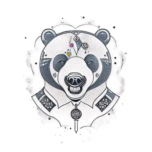 Imagine a tattoo featuring a bear adorned with jewelry and expensive accessories tattoo design idea