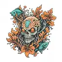 underwater scary coral tattoo design idea