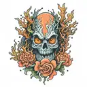 underwater scary coral tattoo design idea