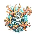 underwater scary coral tattoo design idea