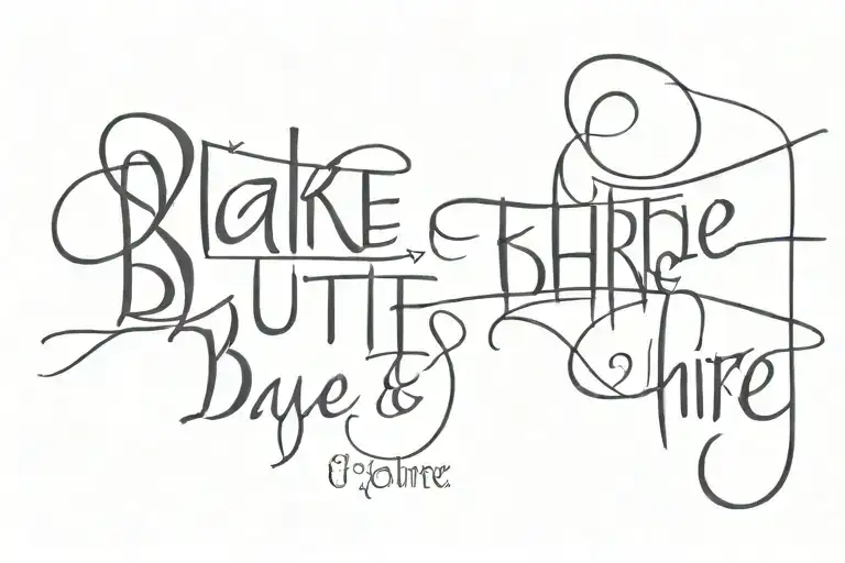 make text "Blut & Ehre".the "&" overlaps the word "Blut" (on one line) and "Ehre" (on next line). Modern font no serifes tattoo design idea