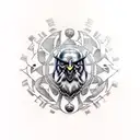 Odin's ravens, Huginn and Muninn, Yggdrasil, Valknut, Chifre de Odin, Elmo do Terror tattoo design idea