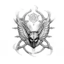 Odin's ravens, Huginn and Muninn, Yggdrasil, Valknut, Chifre de Odin, Elmo do Terror tattoo design idea