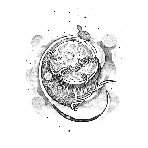 maternal moon tattoo design idea