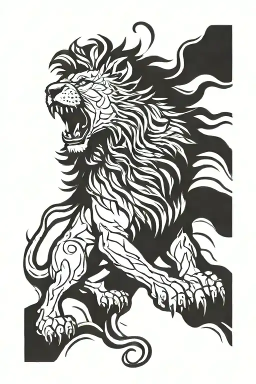 lion roaring tattoo design idea