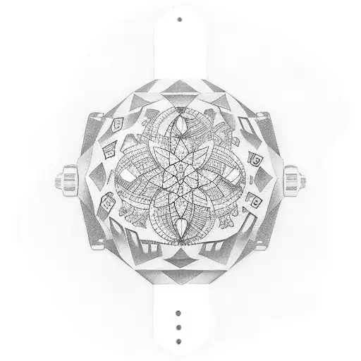 The tattoo only has 3 important parts: 1) It's a watch (or maybe just watch face) 2) The time on the watch is 11:11:00 3 tattoo design idea