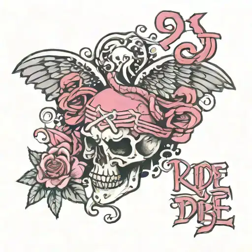 written ride or die theme breast cancer  tattoo design idea