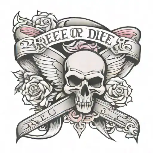 theme breast cancer ribbon written ride or die tattoo design idea