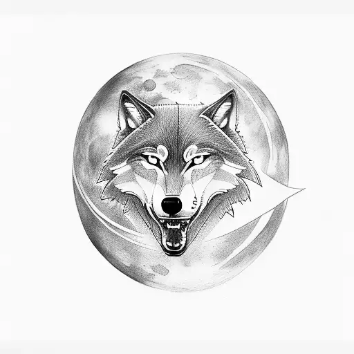 A minimalist tattoo of a software code forming the shape of a wolf howling at the moon tattoo design idea