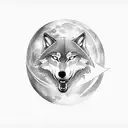 A minimalist tattoo of a software code forming the shape of a wolf howling at the moon tattoo design idea