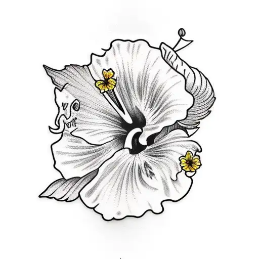 hibiscus tattoo outline