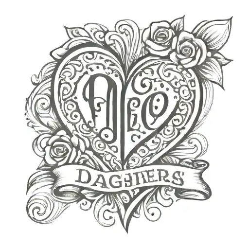 heart with my daughters birthday and name written in it   tattoo design idea