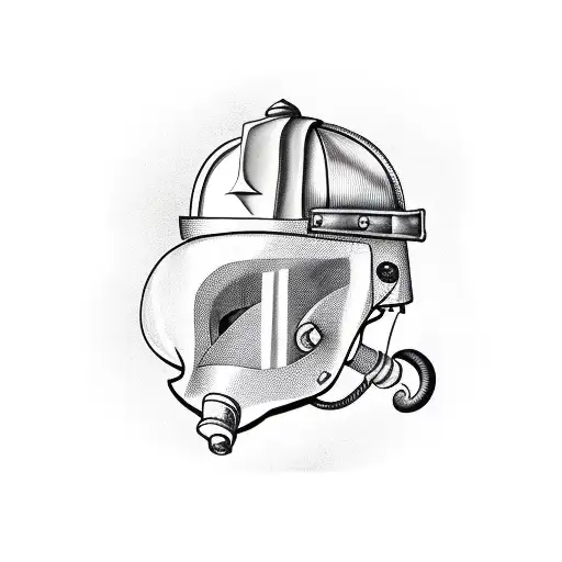 Firefighter Helmet sitting on pickhead axe tattoo design idea