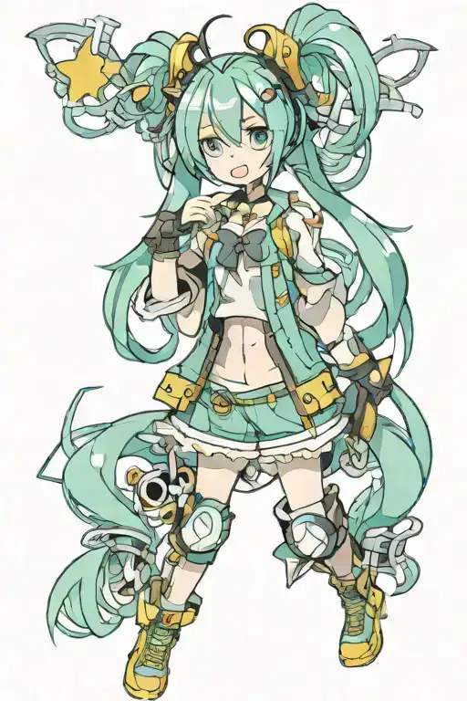 Hatsune Miku standing still with a happy face tattoo design idea