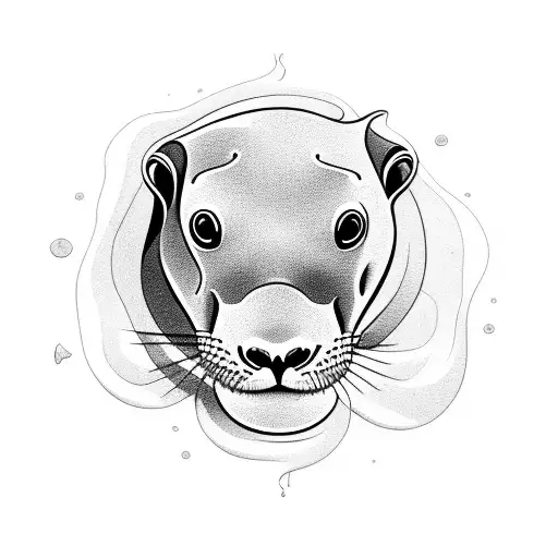 simple full body Sea lion sitting up on a Rock tattoo design idea