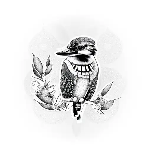 Combine a kookaburra and a wattle flower in a geometric tattoo design tattoo design idea