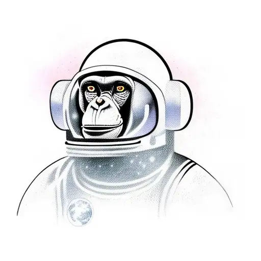 1/2 sleeve chimpanzee astronaut in space  tattoo design idea