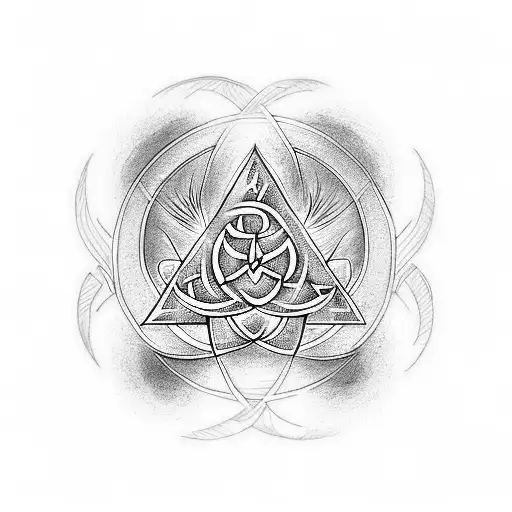 Design a mid-sized tattoo that combines the symbol of the triquetra, intricate gears, and elements of aerospace tattoo design idea