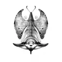 masculine butterfly using a whale a manta ray and a turtle  tattoo design idea