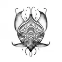 masculine butterfly using a whale a manta ray and a turtle  tattoo design idea