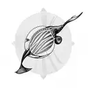 masculine butterfly using a whale a manta ray and a turtle  tattoo design idea