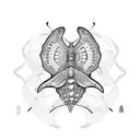 masculine butterfly using a whale a manta ray and a turtle  tattoo design idea