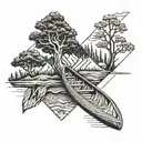 canoe and tree tattoo design idea