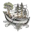 canoe and tree tattoo design idea