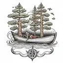 canoe and tree tattoo design idea