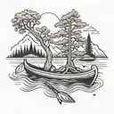 canoe and tree tattoo design idea
