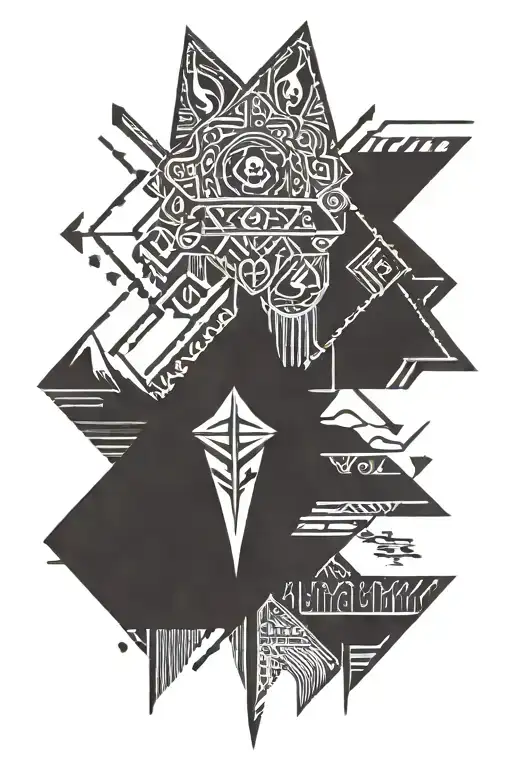 Design a tattoo that combines wool rug motifs with traditional Slavic symbols  tattoo design idea