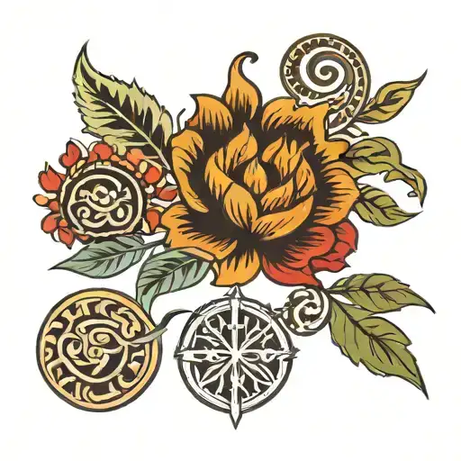Design A Tattoo That Combines Wool Rug Motifs With Traditional Slavic Symbols tattoo design idea