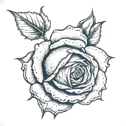 rose bud cut open tattoo design idea