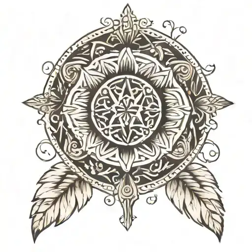 Design A Tattoo That Combines Wool Rug Motifs With Traditional Slavic Symbols tattoo design idea