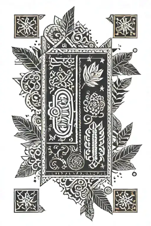 Design a tattoo that combines wool rug motifs with traditional Slavic symbols  tattoo design idea