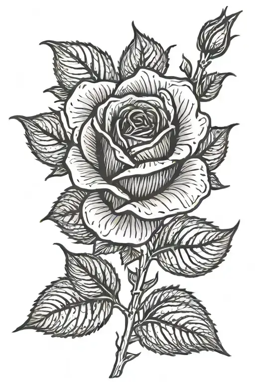 vertical cut of rose bud  tattoo design idea