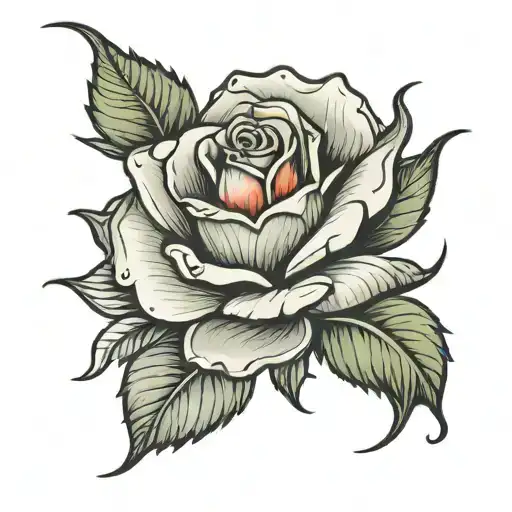 rose bud cut open tattoo design idea